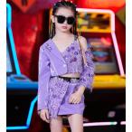 ダンス衣装 ヒップホップ 子供服 ヒップホップ キッズダンス衣装 女の子 ガールズ 韓国風 キッズ ダンス ジャズダンス衣装 2点セット フリンジ きらきら キッズ