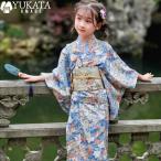 ショッピングキッズ浴衣 浴衣 子供 花柄 浴衣セット 女の子 キッズ 浴衣 ブルー 白 着物セット 8点セット 浴衣 腰ひも 帯 足袋 髪飾り 肌襦袢 下駄 巾着袋 子ども 可愛い 夏祭り 花火大