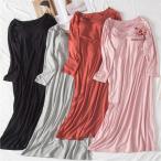 パジャマ ルームワンピ タンクトップ カップ付き ロングワンピース　長袖 ワンピース チュニックワンピ