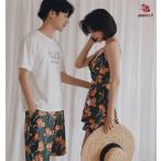 ペア水着 ペアルック カップル水着 レディース スカート付き  ショートパンツ  2点セット  メンズ水着 男性用 ビーチパンツ サーフパンツ みずぎ mizugi ミズギ