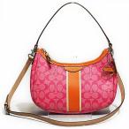 【並行輸入品】 コーチ COACH 斜め掛け ショルダー バッグ F29942 SVB88 PVC シグネチャー ストライプ クロスボディー ピンク/オレンジ