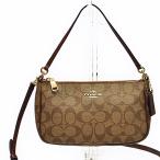 【並行輸入品】 コーチ COACH 斜め掛け ショルダー バッグ F58321 IME74 PVC シグネチャー トップハンドル ポーチ ライトカーキ/サドル