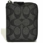 コーチ COACH ファスナー折財布 メンズ F91290 QBO4G PVC シグネチャー ミディアム ジップ アラウンド ウォレット チャコール