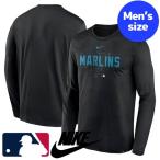 NIKE ナイキ MLB公式 メジャーリーグ メンズ 長袖Tシャツ ロンT トップス マイアミ・マーリンズ