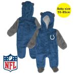 NFL公式 アウタースタッフ ベビー用モコモコフリースフード付き防寒カバーオール 子供用アウタージャケット インディアナポリス・コルツ Indianapolis Colts