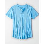 ショッピングアメリカンイーグル アメリカンイーグル メンズ ヘンリーTシャツ 無地T ライトブルー(1162-8856)