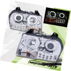 ヘッドライト [デュアルCCFL Halo] 2005-2010クライスラー300プロジェクターLED DRLクロームヘッドライトセット [Dual
