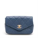  Chanel matelasse leather belt bag blue Gold metal fittings 27 number pcs 
