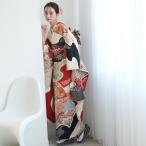 振袖 レンタル 成人式 21点セット レトロ 振袖 成人式セット 花 正絹 古典赤と黒の扇面 ※2026年1月ご予約空きなし