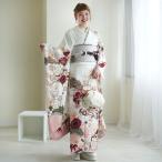 レンタル 振袖 成人式 結婚式 21点セット 古典柄 レトロ 花 白系 ピンク 菊 梅 正絹 フォーマル 二次会 結納 純白ぼかしにかわいい梅 ※2026年1月ご予約空きなし