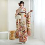 レンタル 振袖 成人式 結婚式 21点セット 古典柄 レトロ アンティーク系 花 ピンク系 菊 牡丹 正絹 灰桜に豪華な古典柄