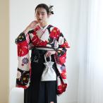 袴 レンタル 卒業式 袴 2尺袖着物 袴 17点セット JAPAN STYLE レトロ モダン 袴セット 赤 白 菊 紅白と黒の菊
