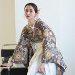 ショッピング袴 袴 レンタル 卒業式 2尺袖着物 袴 17点セット ひよこ商店 古典柄 レトロ アンティーク系 袴セット 花 茶系 ココアに古典菊