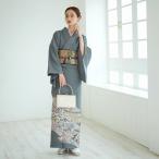 ショッピング浴衣 レトロ 訪問着 レンタル おしゃれ 20点 フルセット 古典柄 レトロ 正絹 着物 ブルーグレー 花 入学式 入園式 卒業式 卒園式 結婚式