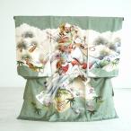 お宮参り レンタル 男の子 産着 祝着 古典柄 レトロ アンティーク系 6点セット 馬 松 緑 正絹 赤ちゃん ベビー 一つ身 家族写真 ※2026年3月予約空きなし