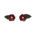 ピアス レディース アクセサリー パルナートポック レトロ 椿 赤系 赤 ゴールド 緑 花 ボタニカル おしゃれ サージカル Palnart Poc ハンドメイド
