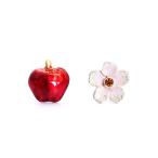 ピアス レディース アクセサリー パルナートポック レトロ 花りんご 赤系 ピンク リンゴ 花 アシンメトリー おしゃれ サージカル Palnart Poc ハンドメイド
