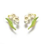 ピアス レディース アクセサリー パルナートポック レトロ すずらん シルバー系 緑 グリーン 鈴蘭 アシメ おしゃれ サージカル Palnart Poc