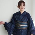 ショッピング浴衣 浴衣 レディース セット utatane×注染工房 浴衣3点セット 赤坂紬 濃紺に古典乱菊 注染 にじみ フリーサイズ 浴衣セット（ゆかた・帯・下駄） 日本製