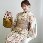 浴衣 レディース セット ひよこ商店 高級変わり織 浴衣3点セット きなりに琥珀色の連なる小菊 フリーサイズ 浴衣セット(ゆかた・帯・下駄)レトロ ●