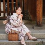 浴衣 レディース セット utatane 高級変わり織 浴衣3点セット いちご色に溶け込む萩とトンボ フリーサイズ 浴衣セット(ゆかた・帯・下駄)うたたね レトロ