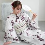ショッピング浴衣 浴衣 レディース セット utatane 高級変わり織 浴衣3点セット 赤紫とグリーンの乱菊 フリーサイズ 浴衣セット（ゆかた・帯・下駄）うたたね 国産生地 レトロ