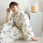 浴衣 レディース セット ニコアンティーク 高級変わり織 浴衣3点セット オフホワイトに柘榴 フリーサイズ 浴衣セット(ゆかた・帯・下駄)レトロ ●