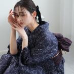 浴衣 レディース セット ニコアンティーク 高級変わり織 浴衣3点セット 紺地に干支 フリーサイズ 浴衣セット(ゆかた・帯・下駄)レトロ ●