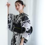 浴衣 セット レディース ニコアンティーク 高級変わり織 浴衣3点セット 波うさぎ オリーブブラック フリーサイズ 浴衣セット(ゆかた・帯・下駄)レトロ