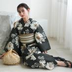浴衣 レディース セット utatane 高級変わり織 浴衣3点セット 苔色の紫陽花 フリーサイズ 浴衣セット（ゆかた・帯・下駄）レトロ 暗緑 ダークグリーン