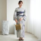 浴衣 レディース セット お仕立て上がり 浴衣3点セット 白地に黒とグレーの縦縞矢羽根 フリーサイズ 浴衣セット(ゆかた・帯・下駄) 古典 レトロ