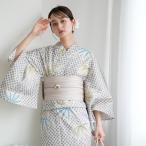 浴衣 レディース セット utatane 高級変わり織 浴衣3点セット 切子紋と涼しげラムネ色の松 フリーサイズ 浴衣セット(ゆかた・帯・下駄) ●