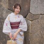 浴衣 レディース セット utatane 高級変わり織 浴衣3点セット 淡藤色の切子紋と松 フリーサイズ 浴衣セット(ゆかた・帯・下駄) 上質 うたたね 国産生地 レトロ