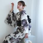 浴衣 レディース セット utatane 高級変わり織 浴衣3点セット 溶け込むブラックの大輪の菊 フリーサイズ 浴衣セット(ゆかた・帯・下駄)うたたね レトロ