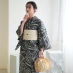 浴衣 セット レディース 浜松注染 日本製小幅生地 浴衣3点セット 綿麻×刺し子 錆鼠に渦 注染 にじみ フリーサイズ 浴衣セット(ゆかた・帯・下駄)日本製