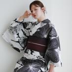 浴衣 レディース セット 誉田屋源兵衛 浴衣3点セット 桜花抄 白/チャコール銀 綿75%麻25% 綿麻 特選 フリーサイズ 浴衣セット(ゆかた・帯・下駄) ●