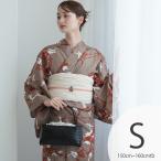 浴衣 レディース セット utatane 高級変わり織 浴衣3点セット ココアと赤茶のあざみ砂嵐 プチ（150-160cm）Sサイズ 浴衣セット（ゆかた・帯・下駄）小さい