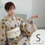 ショッピング浴衣 セット 浴衣 レディース セット ニコアンティーク 高級変わり織 浴衣3点セット 縞々ベージュにからしのほおずき プチ（150-160cm）S 浴衣セット（ゆかた・帯・下駄）