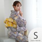 浴衣 レディース セット ニコアンティーク 高級変わり織 浴衣3点セット チューリップモザイク マスタード S (150-160cm)浴衣セット(ゆかた・帯・下駄) ●