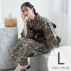 浴衣 レディース セット ニコアンティーク 高級変わり織 浴衣3点セット 焦げ茶によろけ草 トール(165-175cm)L 浴衣セット(ゆかた・帯・下駄)高身長