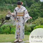 浴衣 レディース セット utatane 高級変わり織 浴衣3点セット からしの百合片寄せ ゆったり 3L 浴衣セット（ゆかた・帯・下駄）大きい 広幅