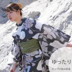 浴衣 レディース セット utatane 高級変わり織 浴衣3点セット 白地に墨色の花切り絵 ゆったり 3L 浴衣セット（ゆかた・帯・下駄）レトロ 大きい 広幅