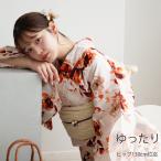 浴衣 レディース セット ニコアンティーク 高級変わり織 浴衣3点セット マンダリンガーネットの花 ゆったり 3L 浴衣セット（ゆかた・帯・下駄）大きい 広幅