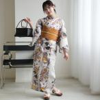 浴衣 レディース セット utatane セパレート 高級変わり織 二部式浴衣3点セット からしの百合片寄せ フリーサイズ 浴衣セット（ゆかた上下・帯・下駄）レトロ