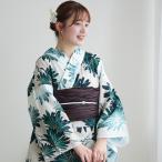 浴衣 レディース セット utatane セパレート 二部式浴衣3点セット 溶け込むグリーンの大輪の花 フリーサイズ 浴衣セット(ゆかた上下・帯・下駄)レトロ ●