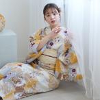 浴衣 レディース セット アウトレット 浴衣・帯の2点セット からしの市松と菖蒲 気になる人は気になる?少々難あり フリーサイズ 返品交換不可 ●
