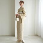着物 レディース 袷 utatane 日本製 ファブリック着物 更紗ジャガード・ペイズリー ミモザベージュ 着物単品 小紋 フリーサイズ  女性 カジュアル
