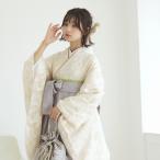 販売 2尺袖着物 袴 2点セット utatane 大人・綺麗系 袴セット 卒業式 花柄 アイボリー系
