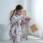 浴衣 子供 女の子 utatane kids 高級変わり織 子供浴衣3点セット いちご色に溶け込む萩とトンボ こども浴衣セット ( ゆかた・帯・下駄 ) レトロ キッズ ●