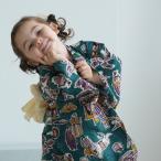 ショッピング浴衣 子供 浴衣 子供 女の子 ニコアンティーク kids 高級変わり織 子供浴衣3点セット 南蛮渡来 ピーコック  こども浴衣セット ( ゆかた・帯・下駄 ) レトロ キッズ